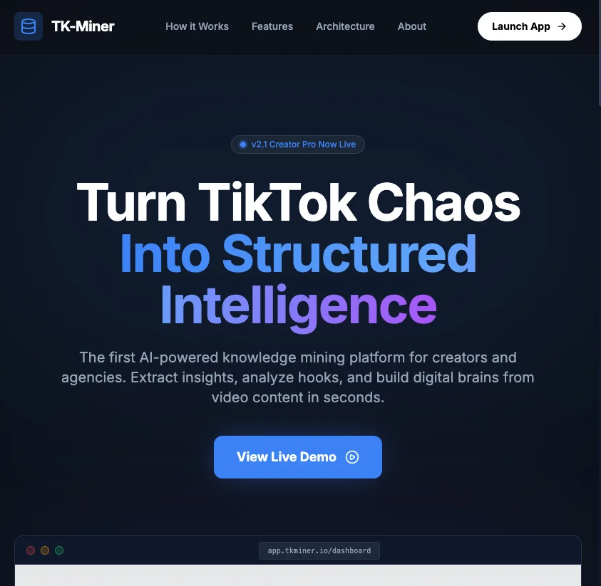 TikTok Miner knowledge mining demo