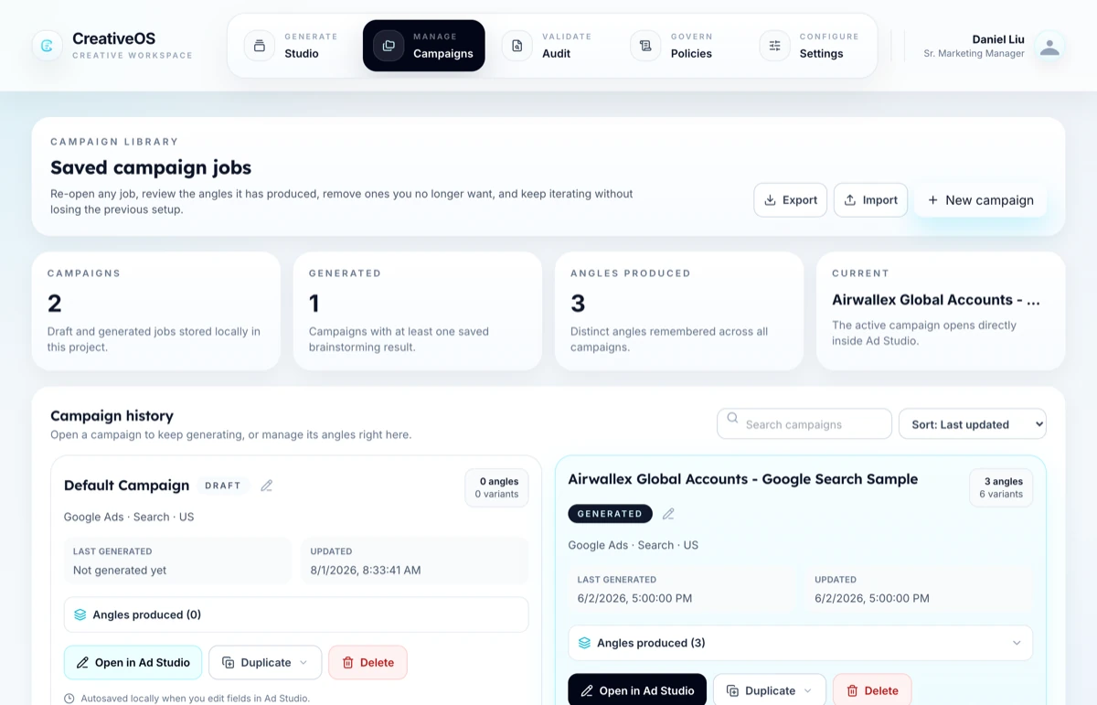 CreativeOS screen