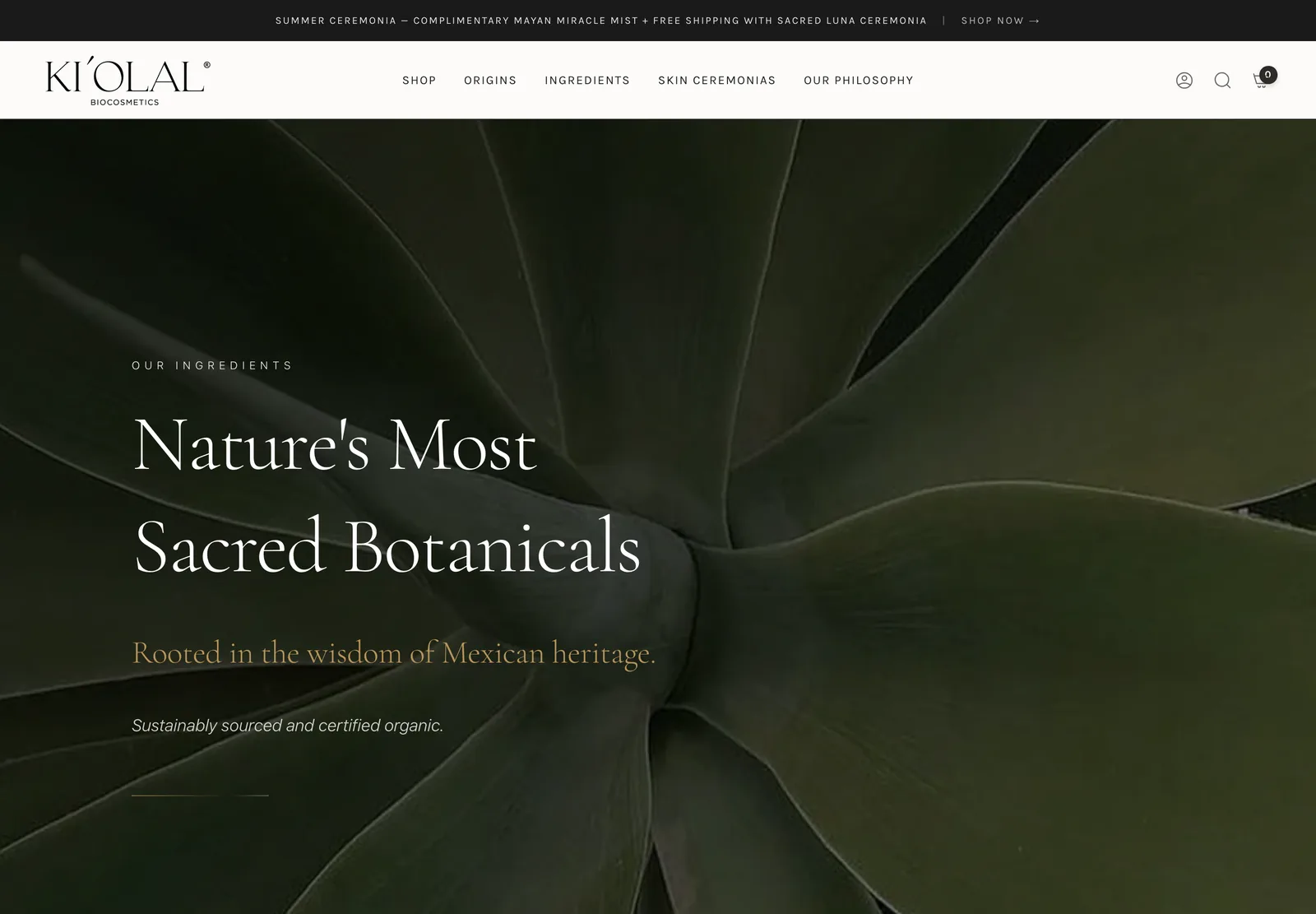 Kiolal Ingredients page