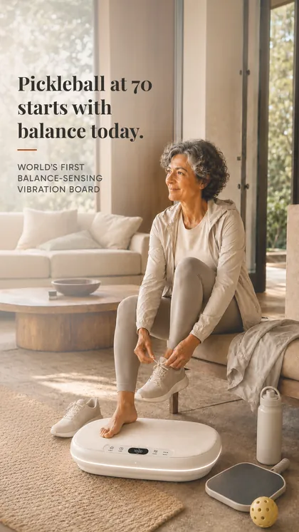 Kiwii ad creative 1B for the Active Ager segment: Pickleball at 70 starts with balance today.