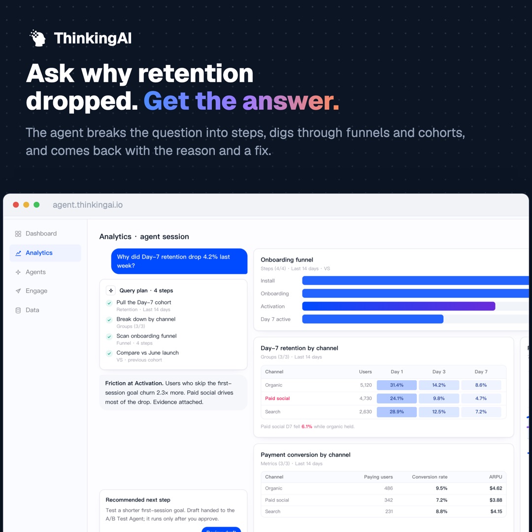 Value card: ask why retention dropped, get the answer